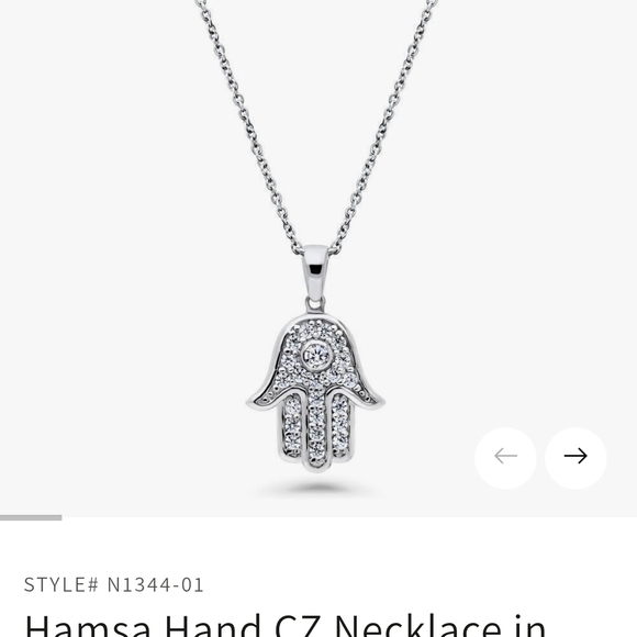 Hamsa Hand CZ Necklace in Sterling Silver - Picture 4 of 7